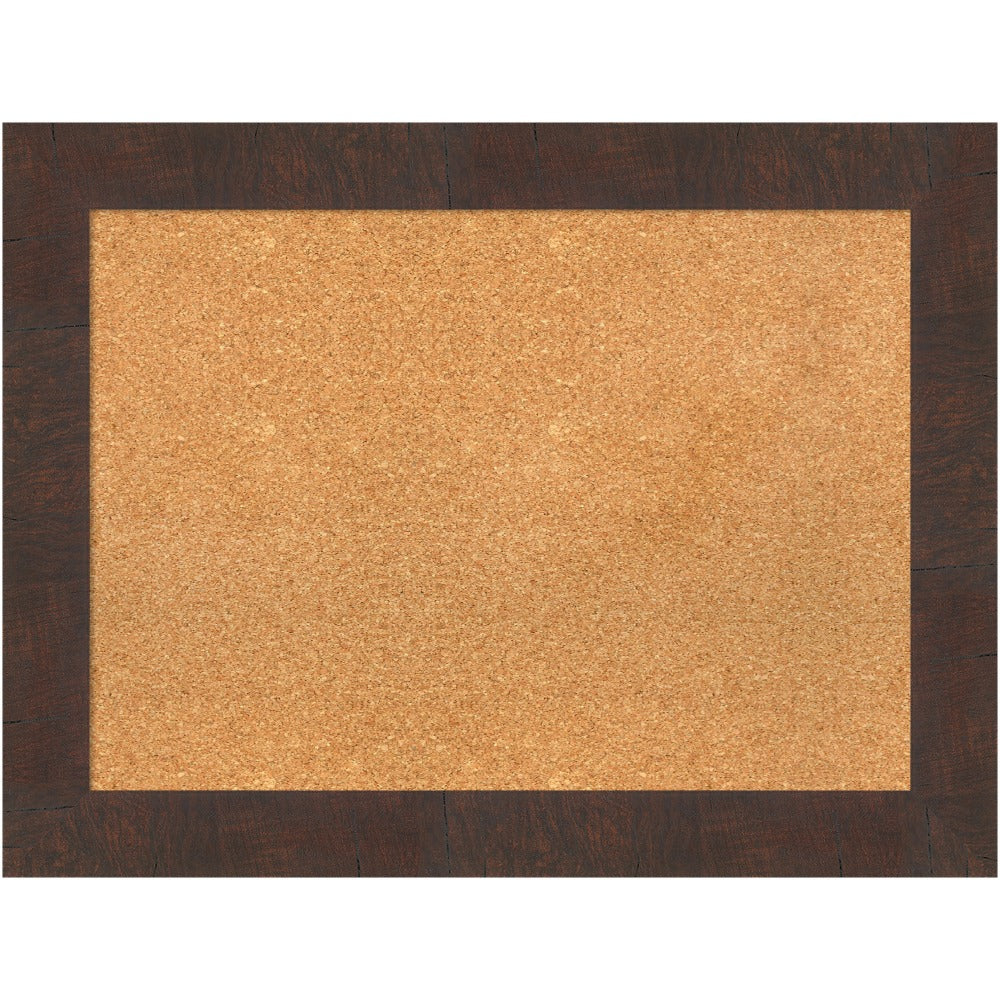 Amanti Art Non-Magnetic Cork Bulletin Board, 33in x 25in, Natural, Wildwood Brown Wood Frame