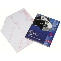 SKILCRAFT CD/DVD Labels, NSN5549538, Round, White, Pack Of 50 (AbilityOne 7530-01-554-9538)