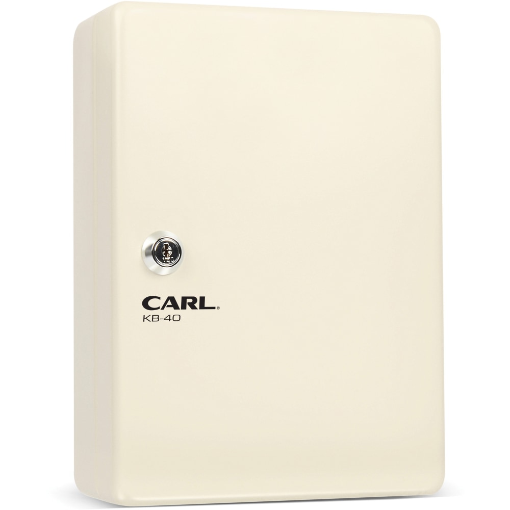CARL Steel Security Key Cabinet, 10.3inL x 7inW x 3.5inH, Lockable, Wall Mountable, Ivory, Steel