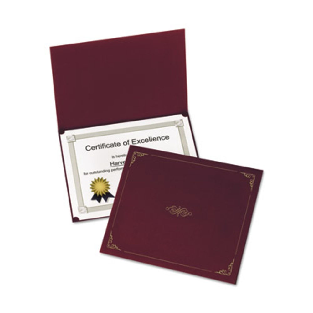 Oxford Letter Certificate Holder - 8 1/2in x 11in - Linen - Burgundy - Acid-free - 5 / Pack