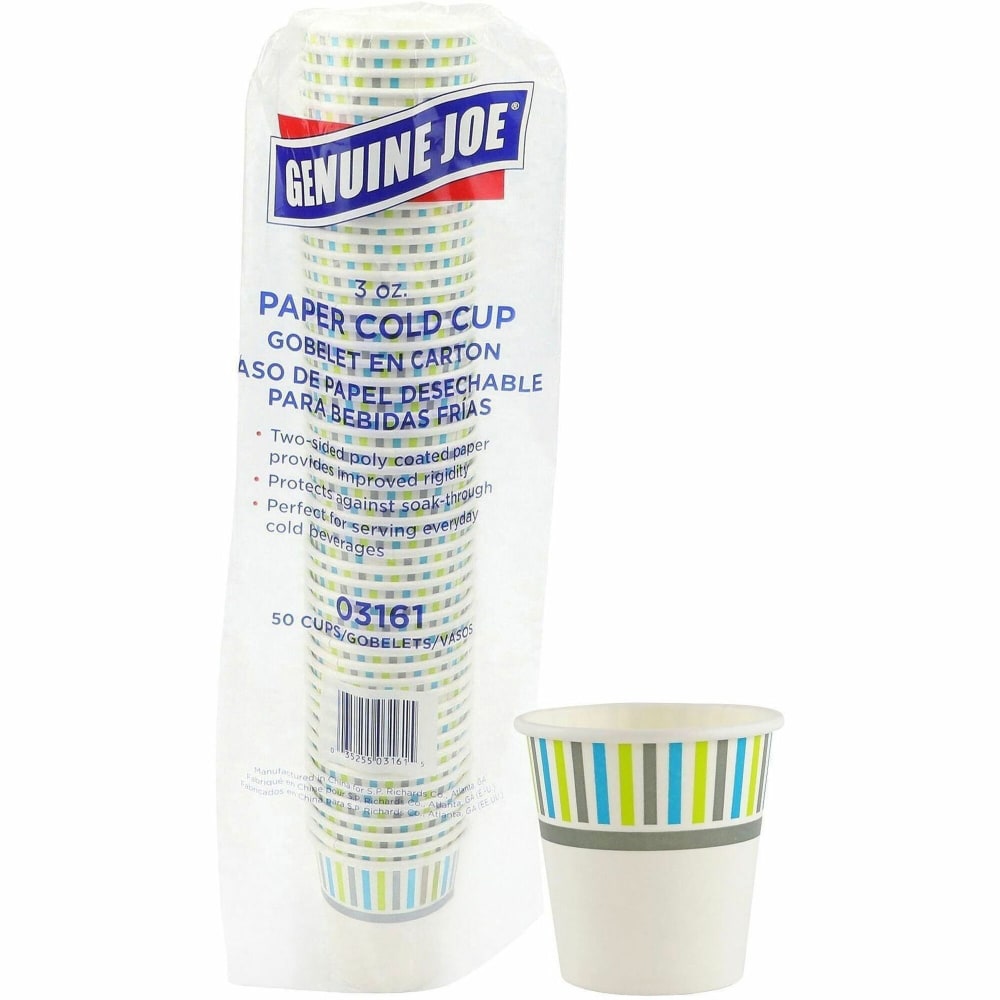 Genuine Joe 3 oz Cold Cups - 3 fl oz - White - Paper - Cold Drink, Beverage - 50 / Pack