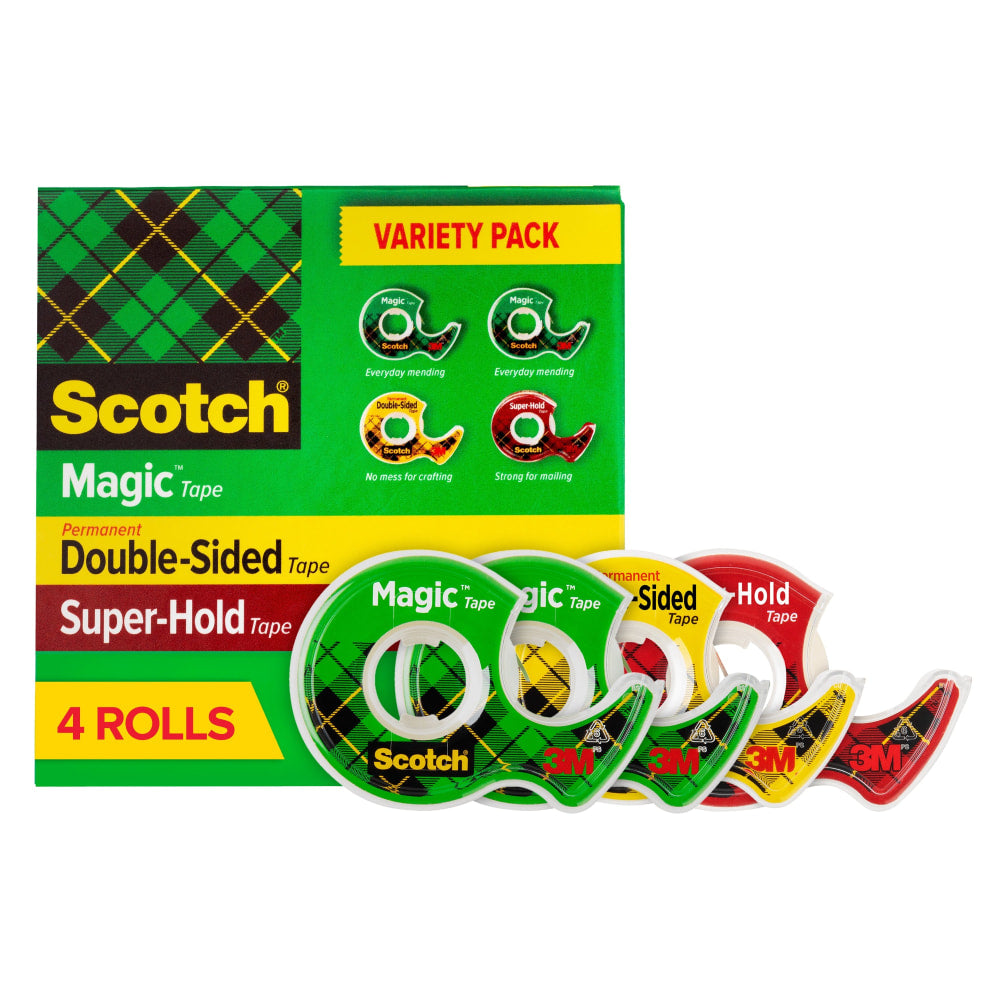 Scotch Tape Variety Pack, 2 Magic Tape, 1 Double-Sided Tape, 1 Super Hold Tape, School Supplies and College Essentials for Students and Teachers
