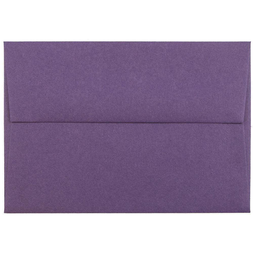 JAM Paper Booklet Envelopes, #4 Bar (A1), Gummed Seal, Dark Purple, Pack Of 25