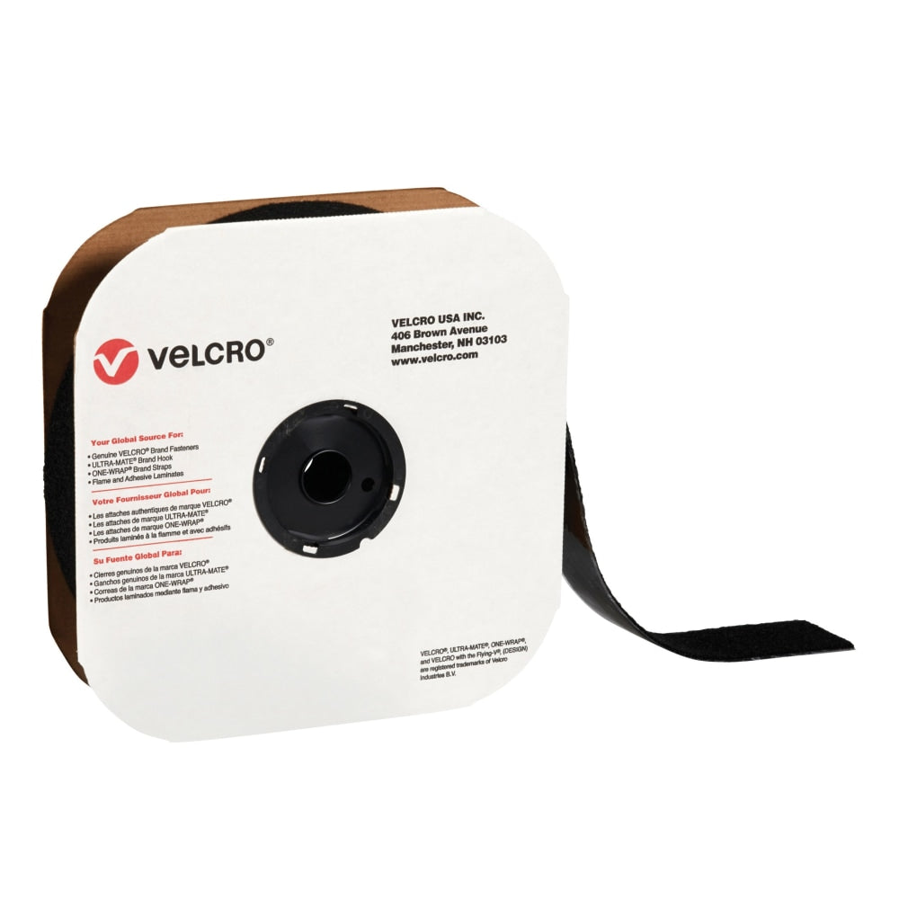 VELCRO Brand Tape Roll, Loop, 2in x 75ft, Black