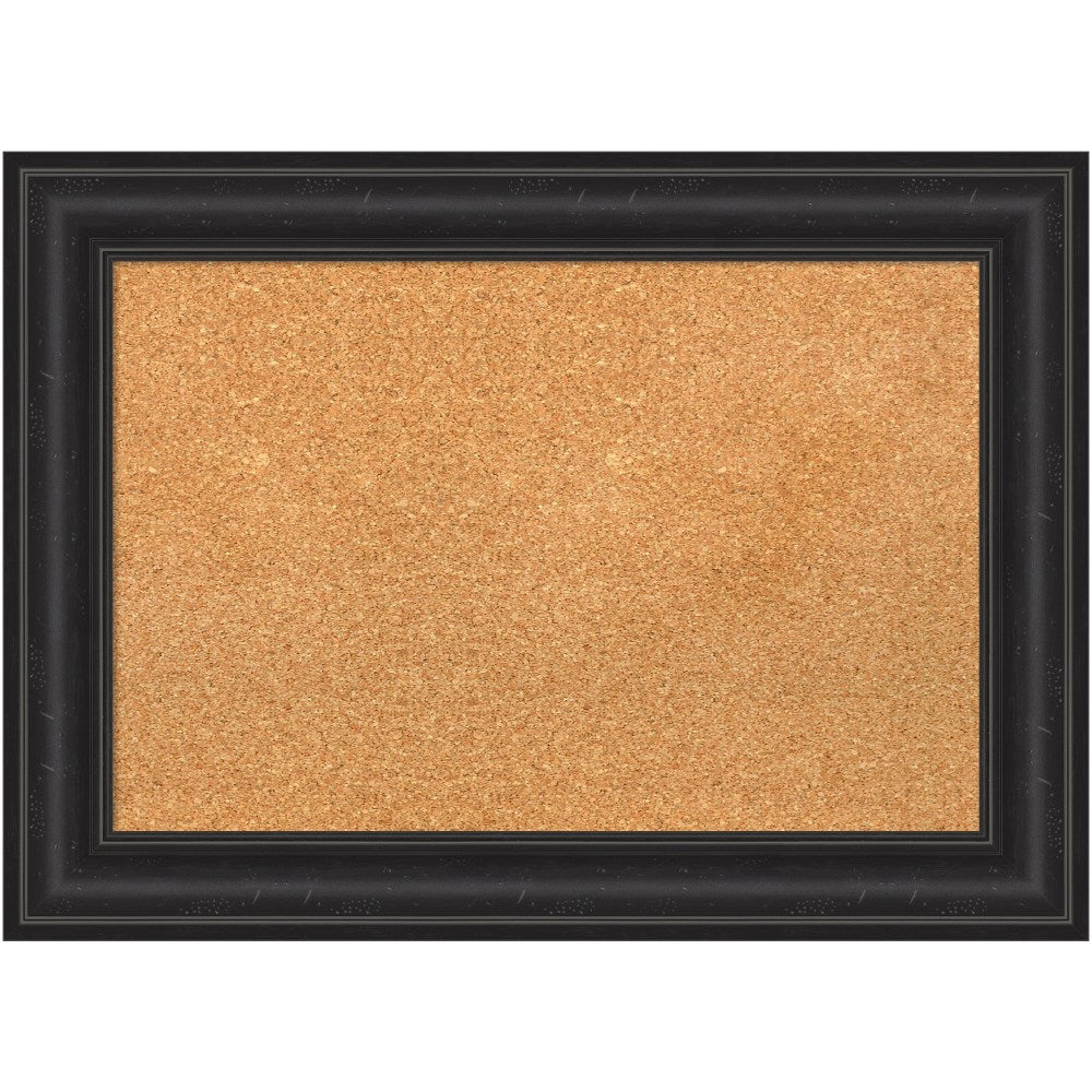 Amanti Art Cork Bulletin Board, 29in x 21in, Natural, Shipwreck Black Polystyrene Frame