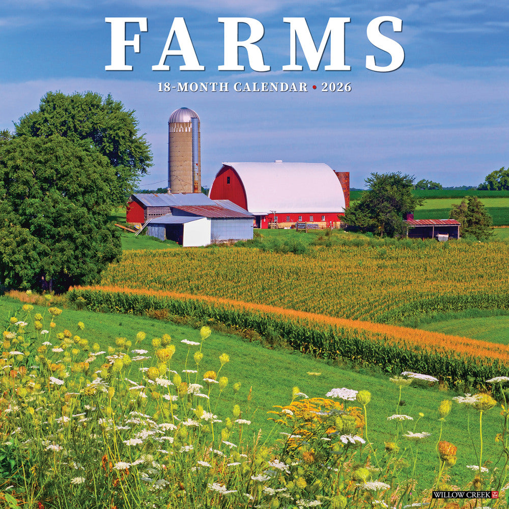 2026 Willow Creek Press Scenic Monthly Wall Calendar, 12in x 12in, Farms, January To December, 51115
