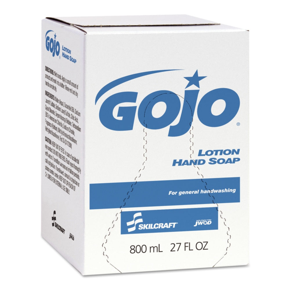 SKILCRAFT GOJO Antibacterial Liquid Lotion Hand Soap, Floral Scent, 27 Oz, Carton Of 12 Bottles (AbilityOne 8520013783090)