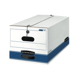 Bankers Box Stor/File FastFold Medium-Duty Storage Boxes, Letter Size, 24D x 12in x 10in, White/Blue, Case Of 12 - 00704