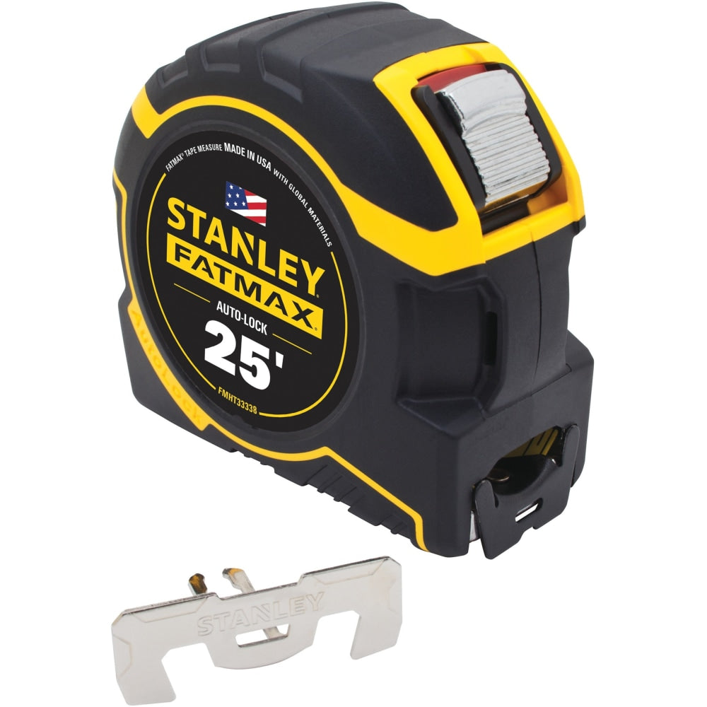 Stanley 25 ft. Fatmax Auto-Lock Tape Measure - 25 ft Length x 1.3in Width - Imperial Measuring System - Yellow, Black