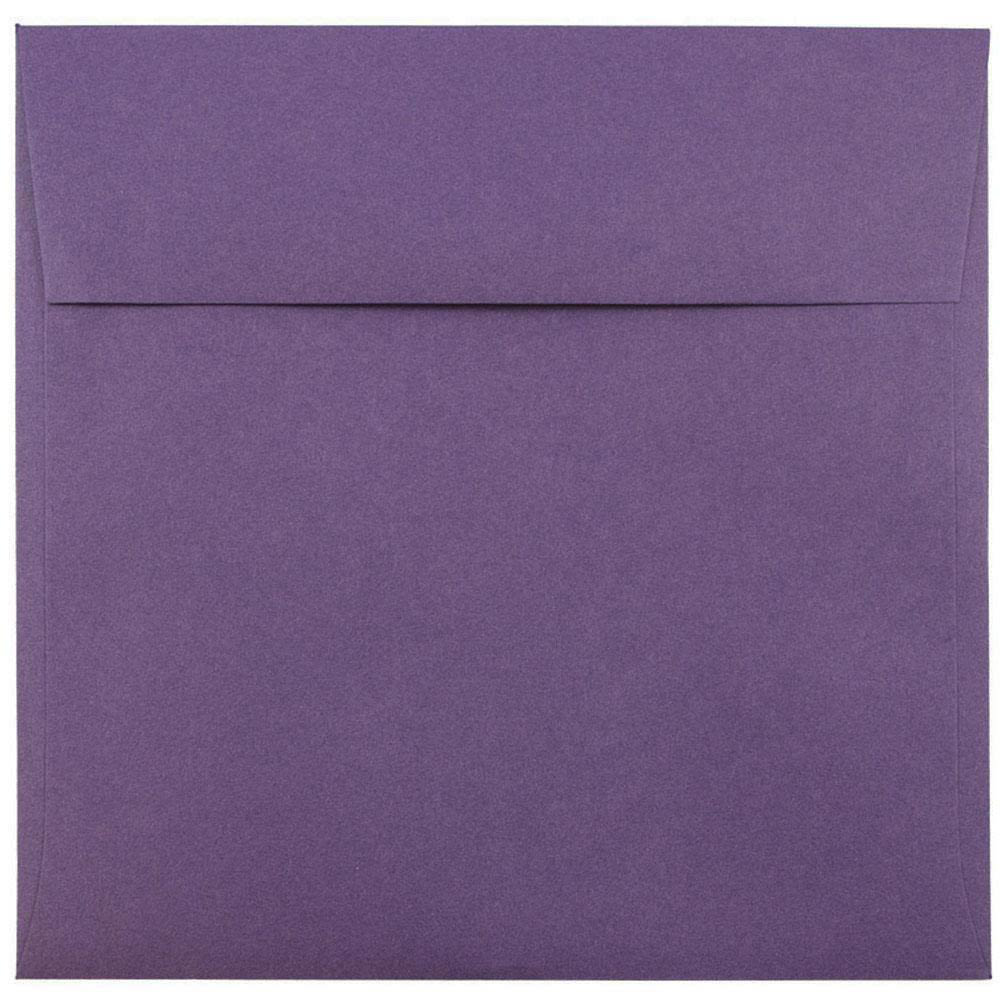 JAM Paper Color Square Invitation Envelopes, 8 1/2in x 8 1/2in, Gummed Seal, Dark Purple, Pack Of 25
