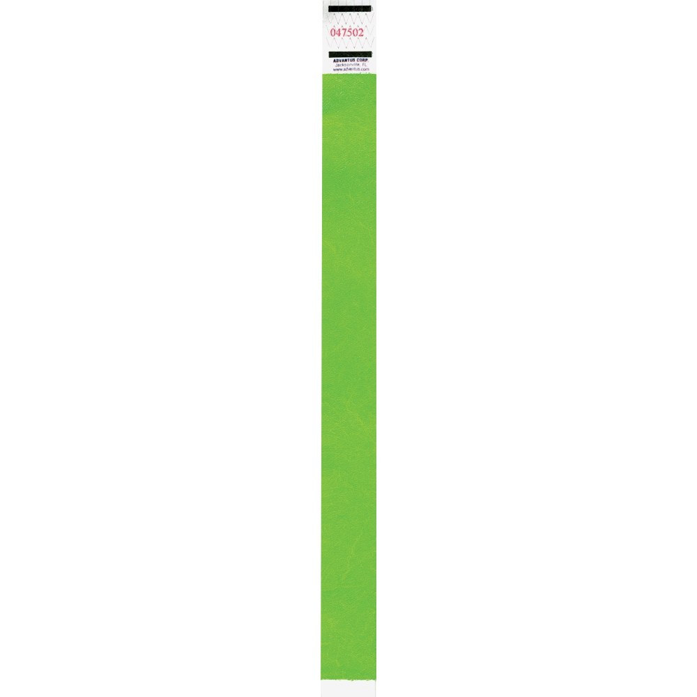 Advantus Neon Tyvek Wristbands - Neon Green - Tyvek - 500 / Pack