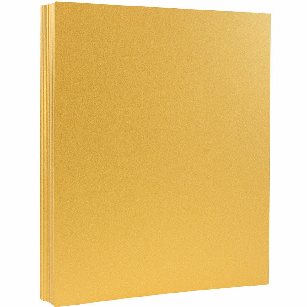 JAM Paper Vellum Bristol Card Stock, Gold Metallic, Letter (8.5in x 11in), 110 lb, Pack Of 50