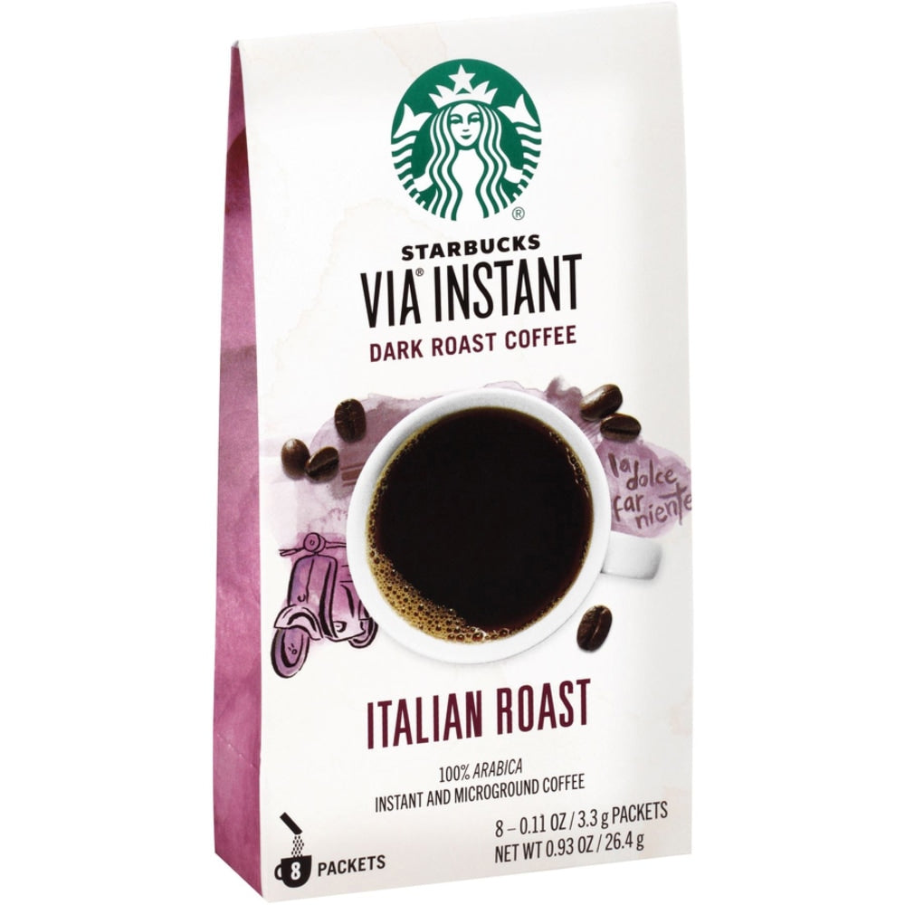 Starbucks VIA Ready Brew Coffee, Italian Roast, 0.1 Oz Per Bag, Carton Of 8 Bags