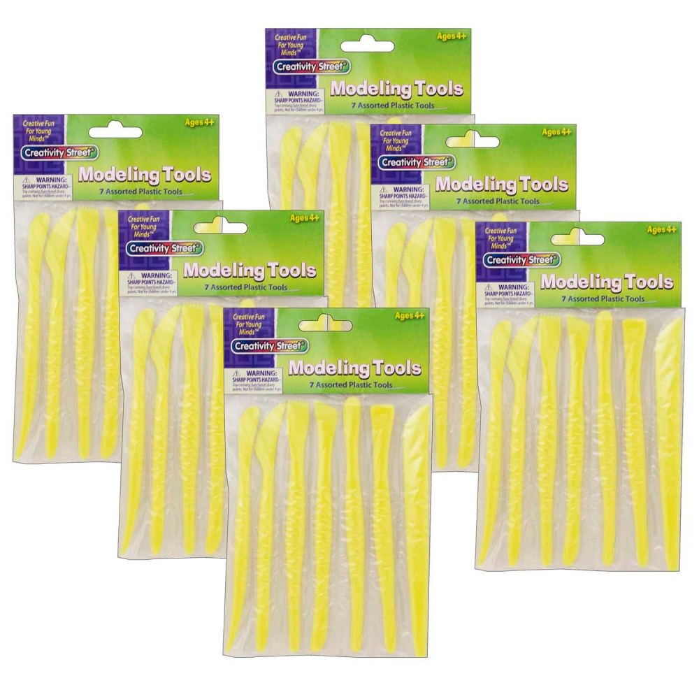 Creativity Street Modeling Tools, Yellow, 7 Pieces Per Pack, Set Of 6 Packs