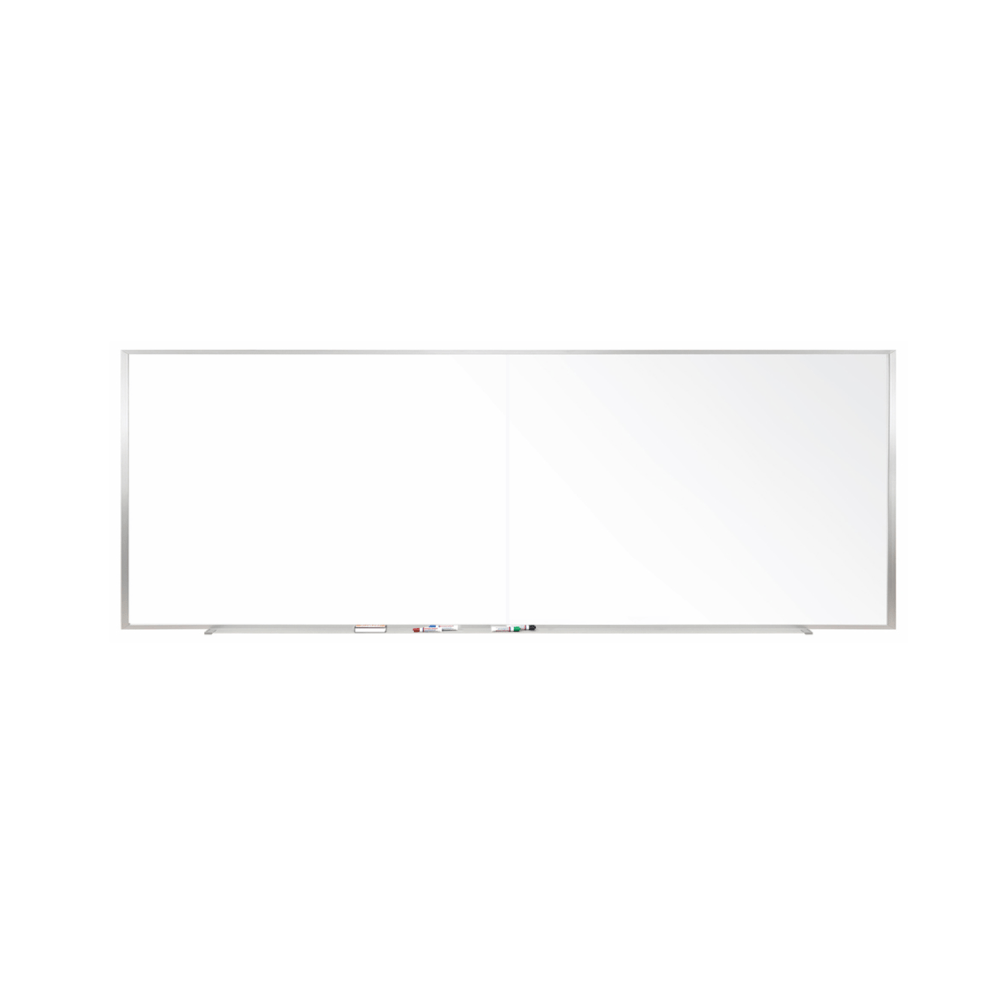 Ghent 2-Piece M1 Porcelain Magnetic Whiteboard, 48-1/2in x 120-3/4in, White, Satin Aluminum Frame