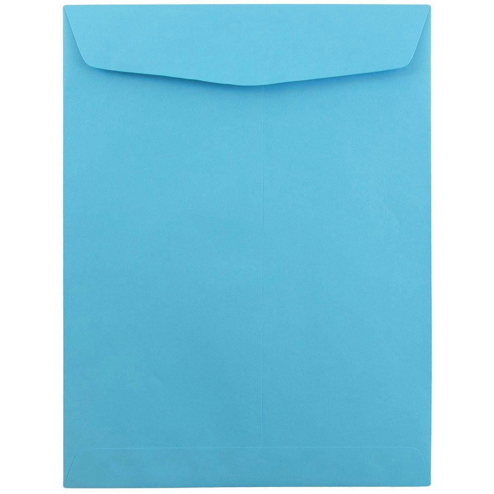 JAM Paper Open-End 9in x 12in Catalog Envelopes, Gummed Seal, 30% Recycled, Blue, Pack Of 10