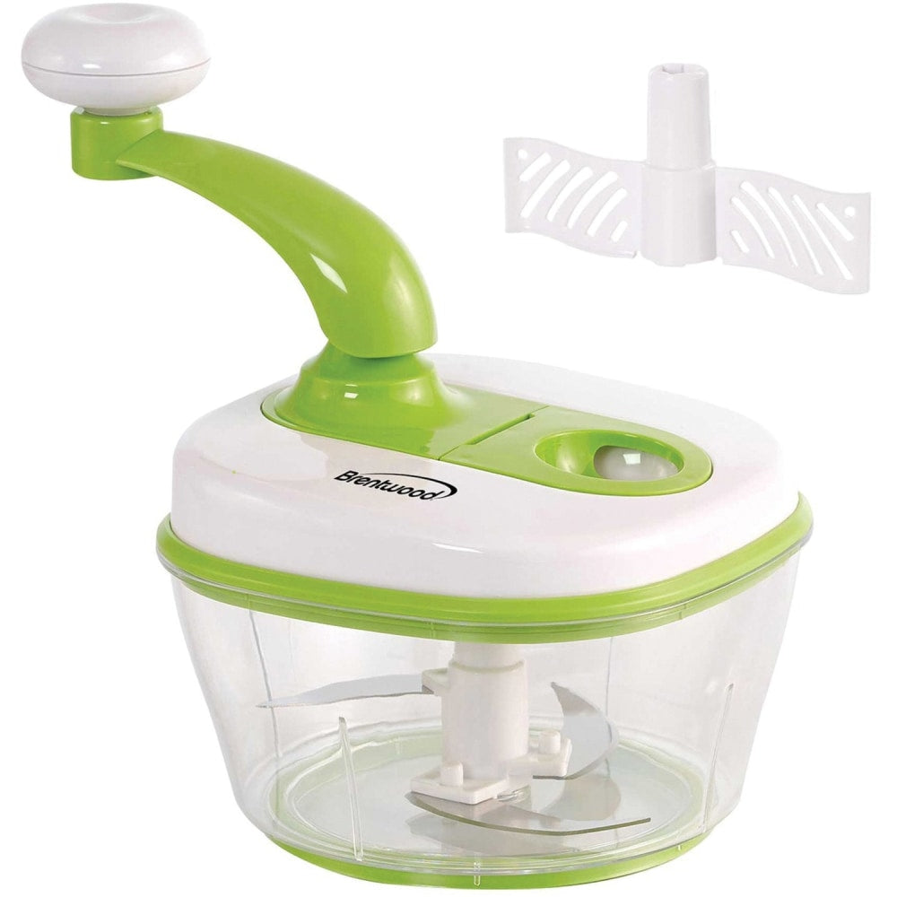 Brentwood Food Processor With 8-Cup Storage Container, Stainless Steel Blades and Paddle Mixer, Green/White