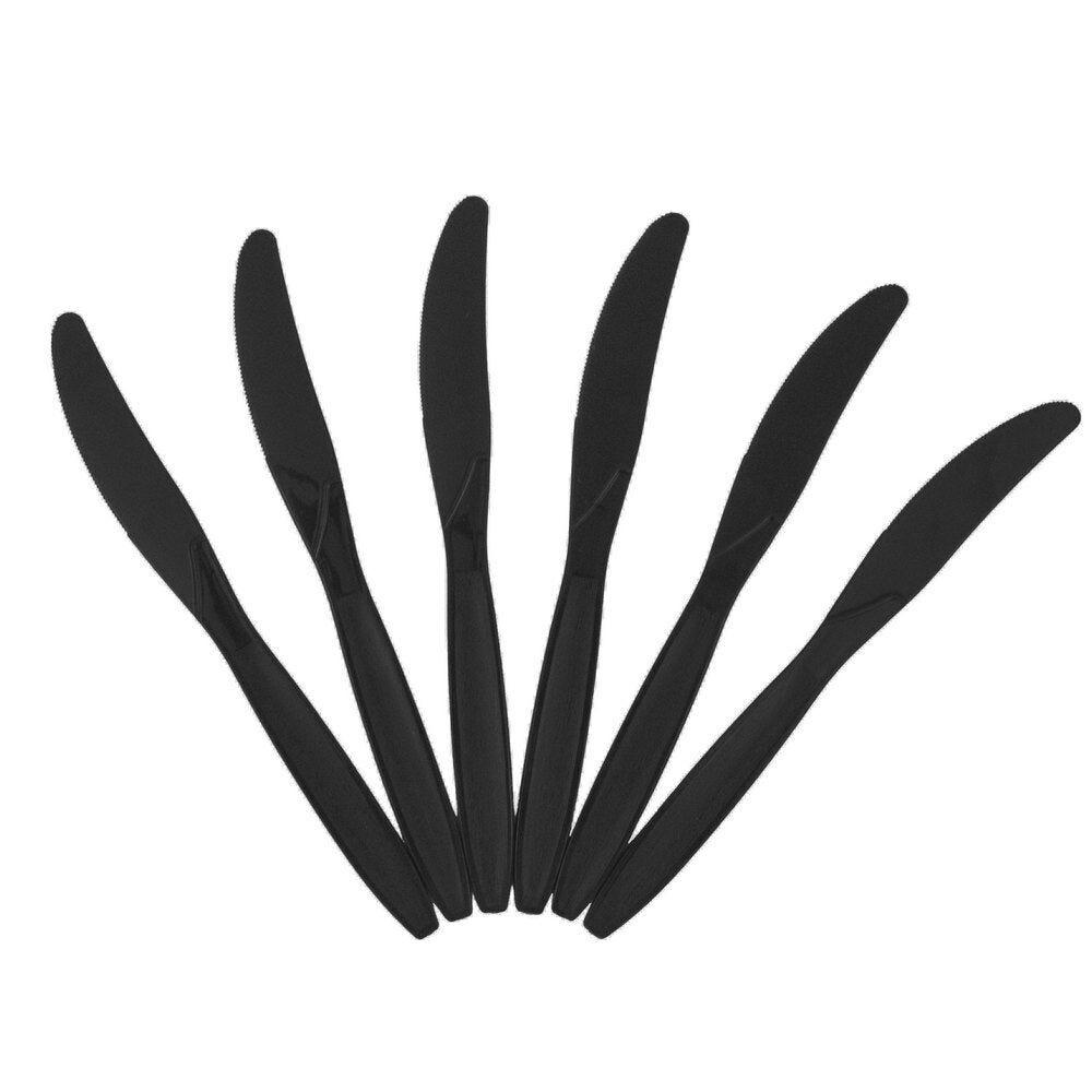 JAM PAPER Big Party Pack of Premium Plastic Knives, Black, 100 Disposable Knives/Box