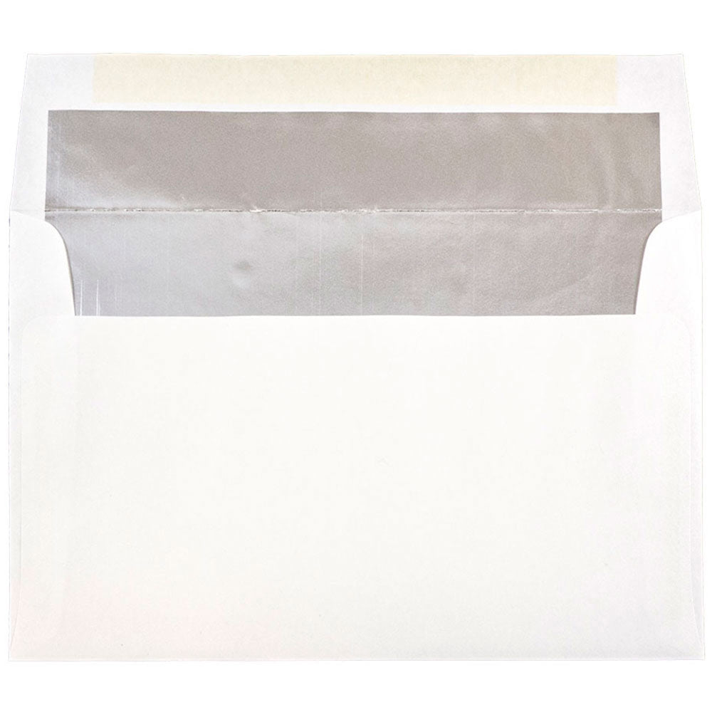 JAM Paper Booklet Invitation Envelopes, A10, Gummed Seal, Silver/White, Pack Of 25
