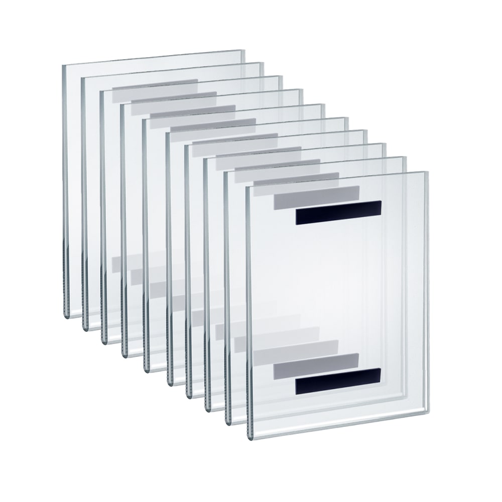 Azar Displays Magnetic Acrylic Vertical U-Frame Sign Holders, 10inH x 8inW x 1/4inD, Clear, Pack Of 10 Sign Holders