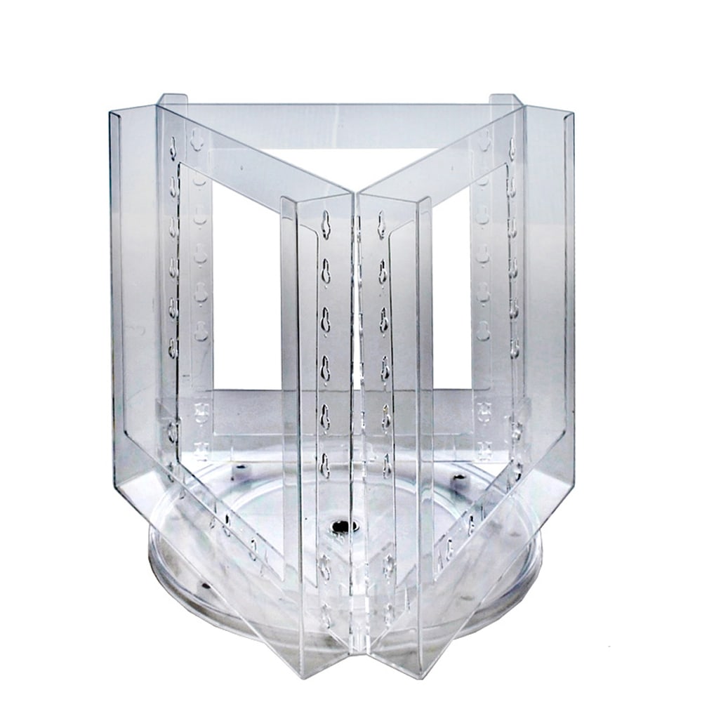 Azar Displays Revolving Brochure Holder, 3-Pocket, Acrylic, 11inH x 13inW x 6inD, Clear