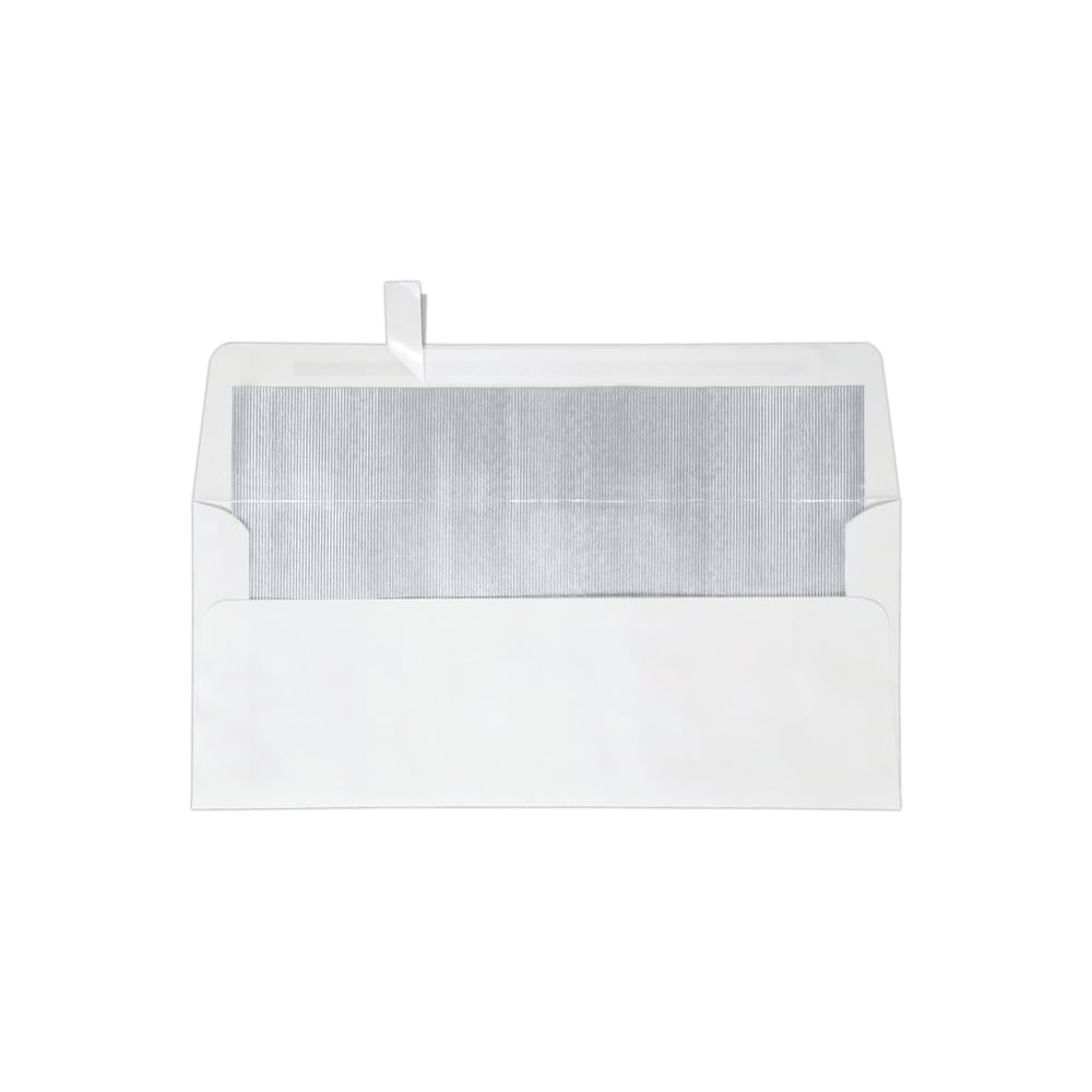 LUX #10 Foil-Lined Square-Flap Envelopes, Peel & Press Closure, White/Silver, Pack Of 50