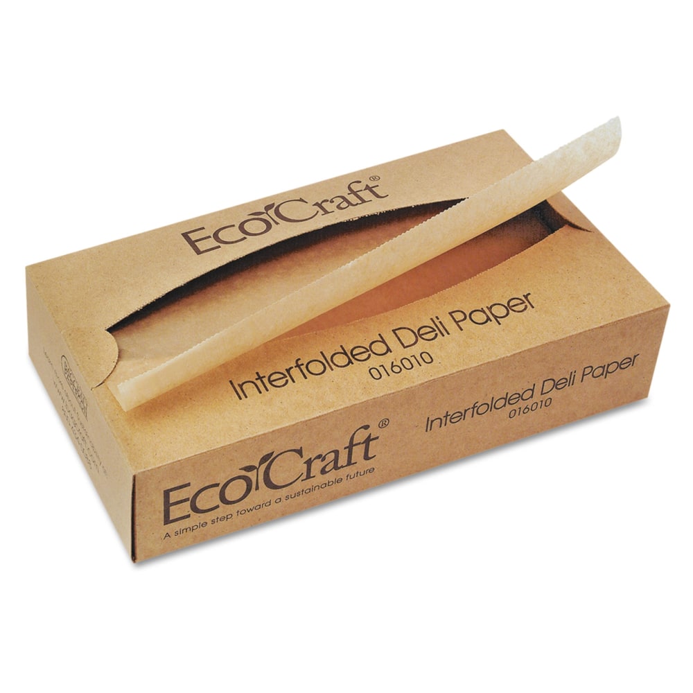 Bagcraft EcoCraft Interfolded Soy Wax Deli Sheets, 10in x 10-3/4in, Brown, 500 Sheets Per Box, Carton Of 12 Boxes