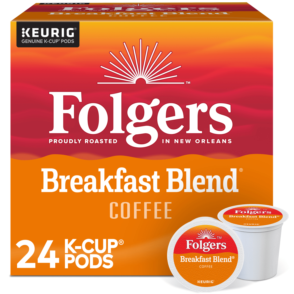 Folgers K-Cup Breakfast Blend Coffee K-Cup Pods - Compatible with Keurig K-Cup Brewer - Light/Mild - 24 K-Cup - 24 / Box