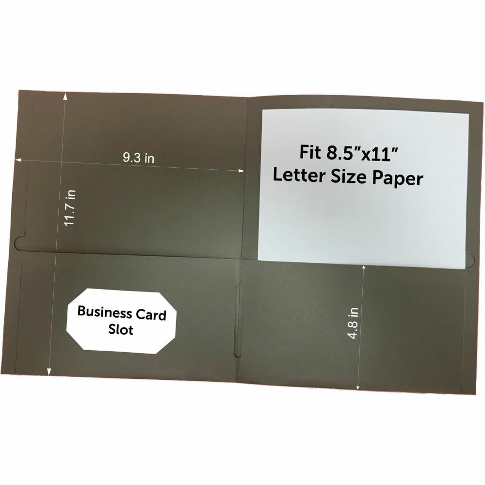 Business Source Letter Portfolio - 8 1/2in x 11in - 125 Sheets Capacity - Inside Front & Back Pocket - Gray - Card Holder - 1 Box