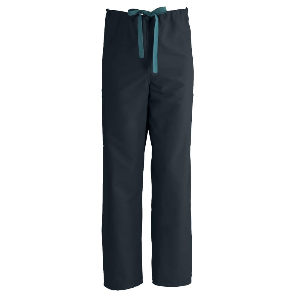 Medline ComfortEase Unisex Regular Non-Reversible Drawstring Cargo Scrub Pants, Large, Black