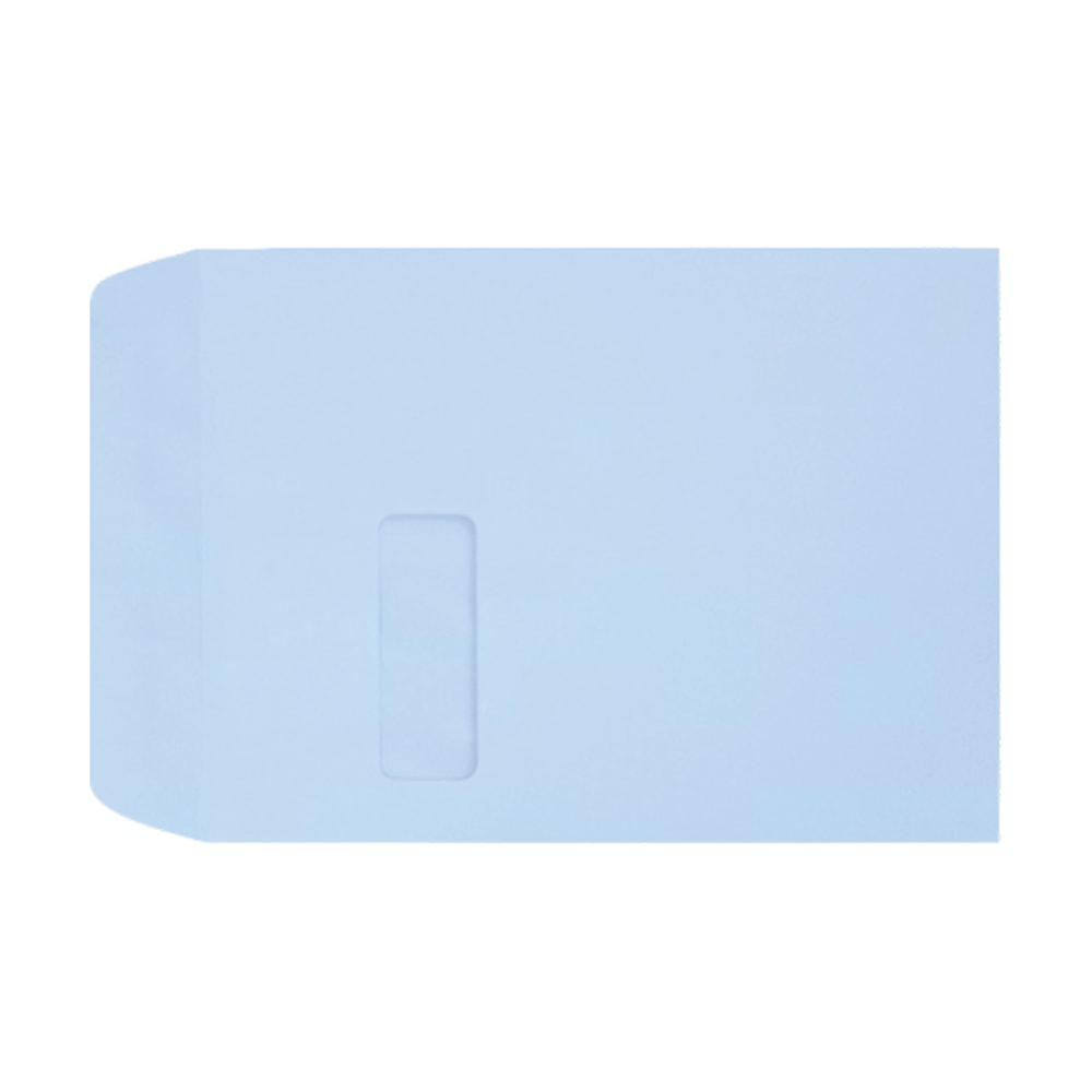 LUX #9 1/2 Open-End Window Envelopes, Top Left Window, Self-Adhesive, Baby Blue, Pack Of 500