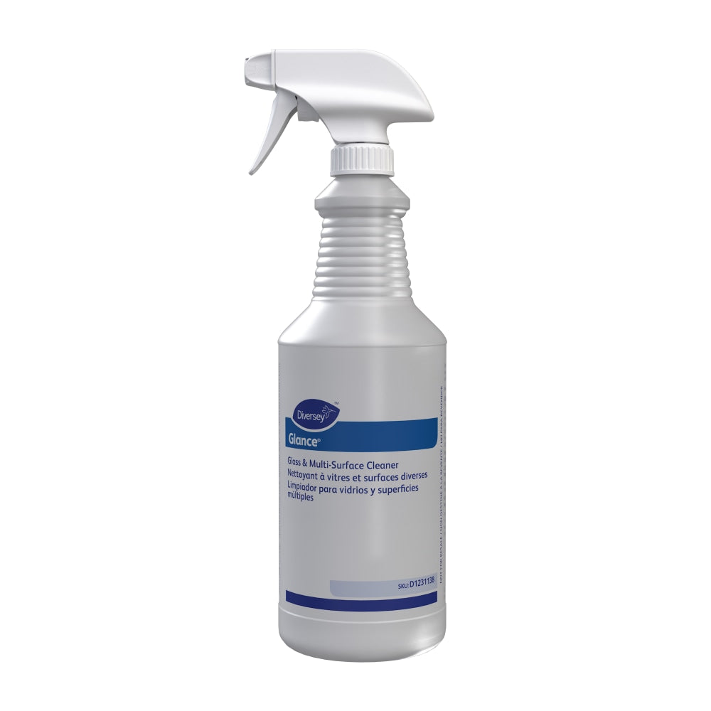 Diversey Screen-Printed Empty Bottle, Glance Glass & Multi-Surface Cleaner, 32 Oz