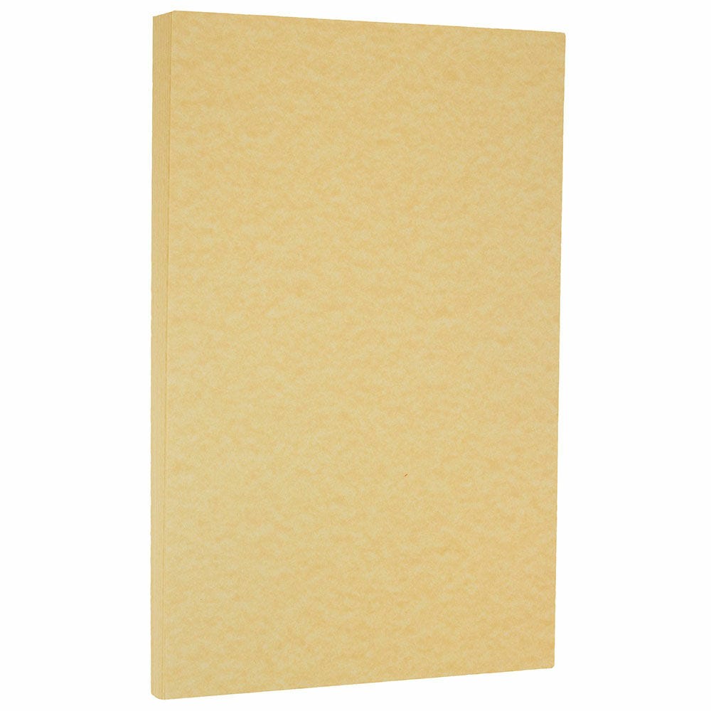 JAM Paper Card Stock, Antique Gold Parchment, Legal (8.5in x 14in), 65 Lb, Pack Of 50