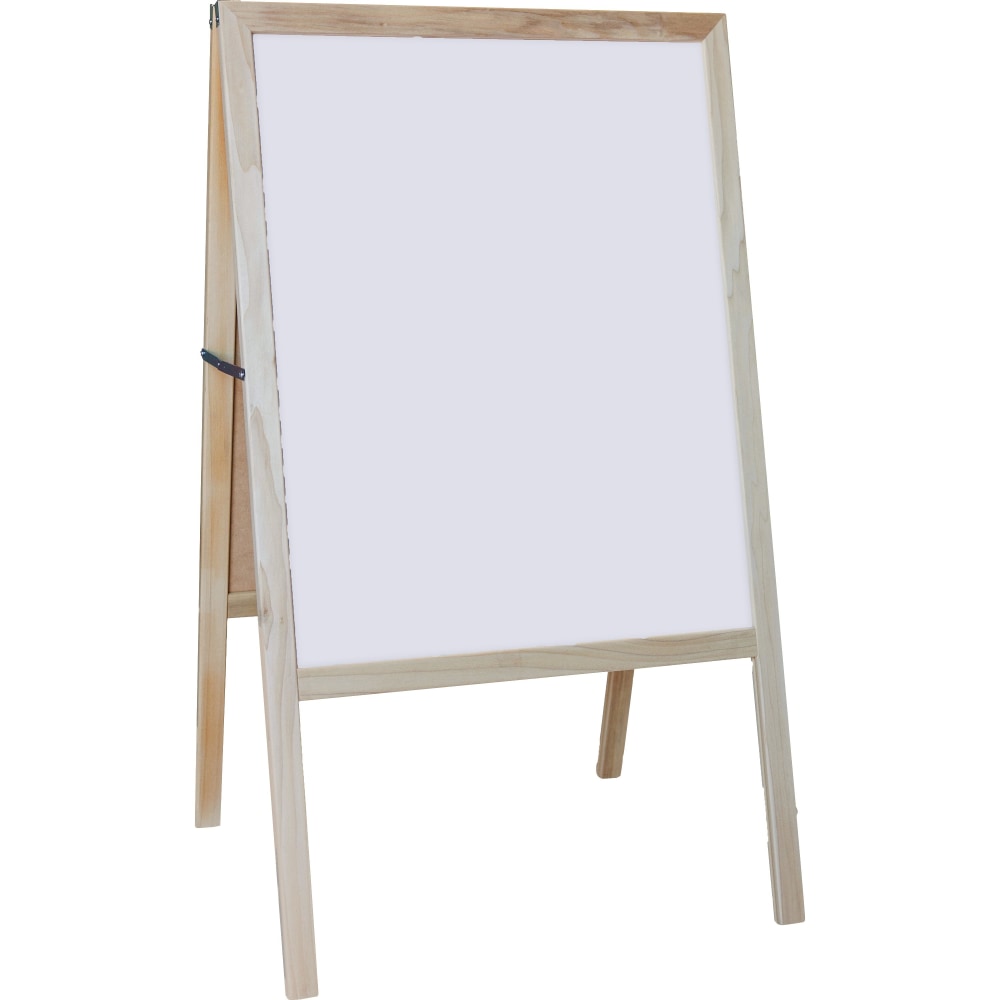 Flipside Non-Magnetic Dry-Erase Whiteboard Board/Chalkboard Easel, 18 1/2in x 18 1/2in, Wood Frame With Pine Finish