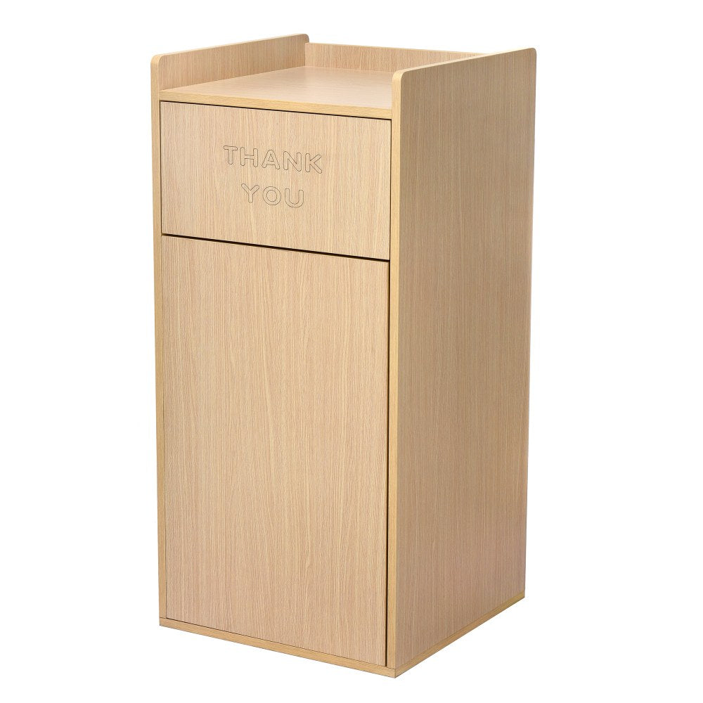 Alpine Wood Commercial Tray-Top Trash Receptacle Waste Enclosure, 40 Gallon, Medium Oak