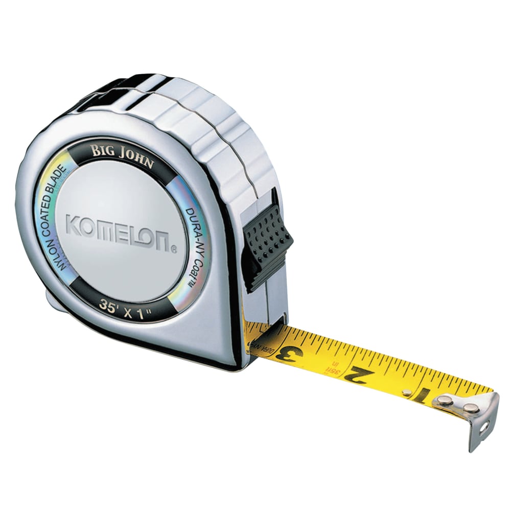 Komelon USA Big John Tape Measure, 1in x 35ft, Yellow/Chrome