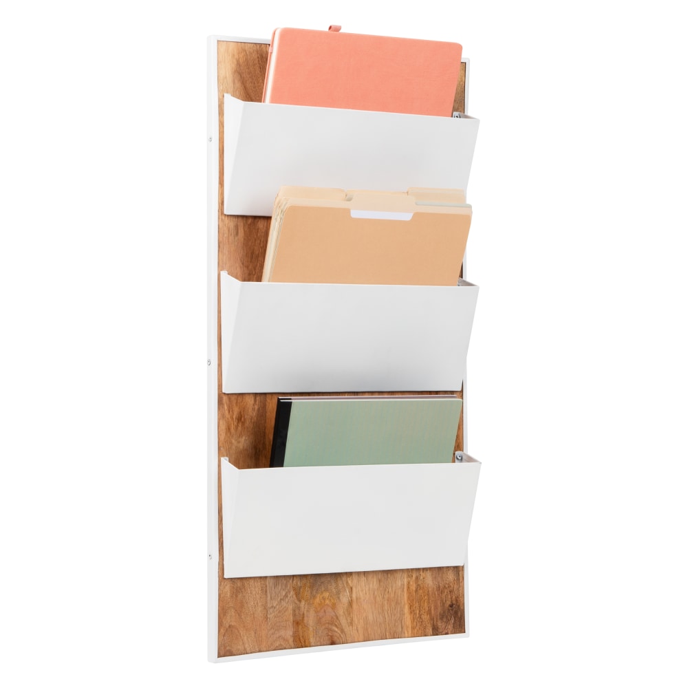 Mind Reader 3-Tier Wall-Mounted File Organizer, 32-1/4inH x 16inW x 3inD, White