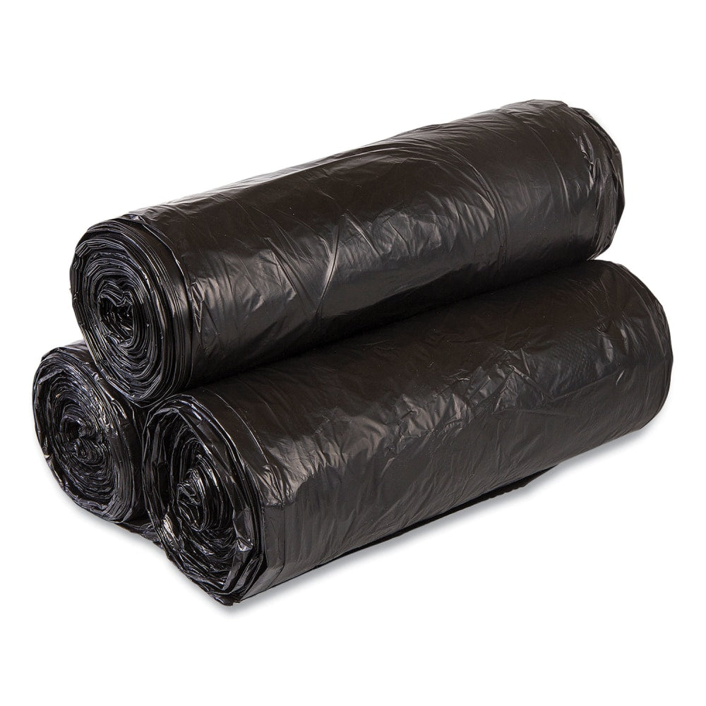 Interplast Group High Density Commercial Can Liner Value Pack,  0.75 mil, 56 gal, 19 mic, 43in x 46in, Black, Interleaved Roll, 25 Bags/Roll, 6 Rolls/CT