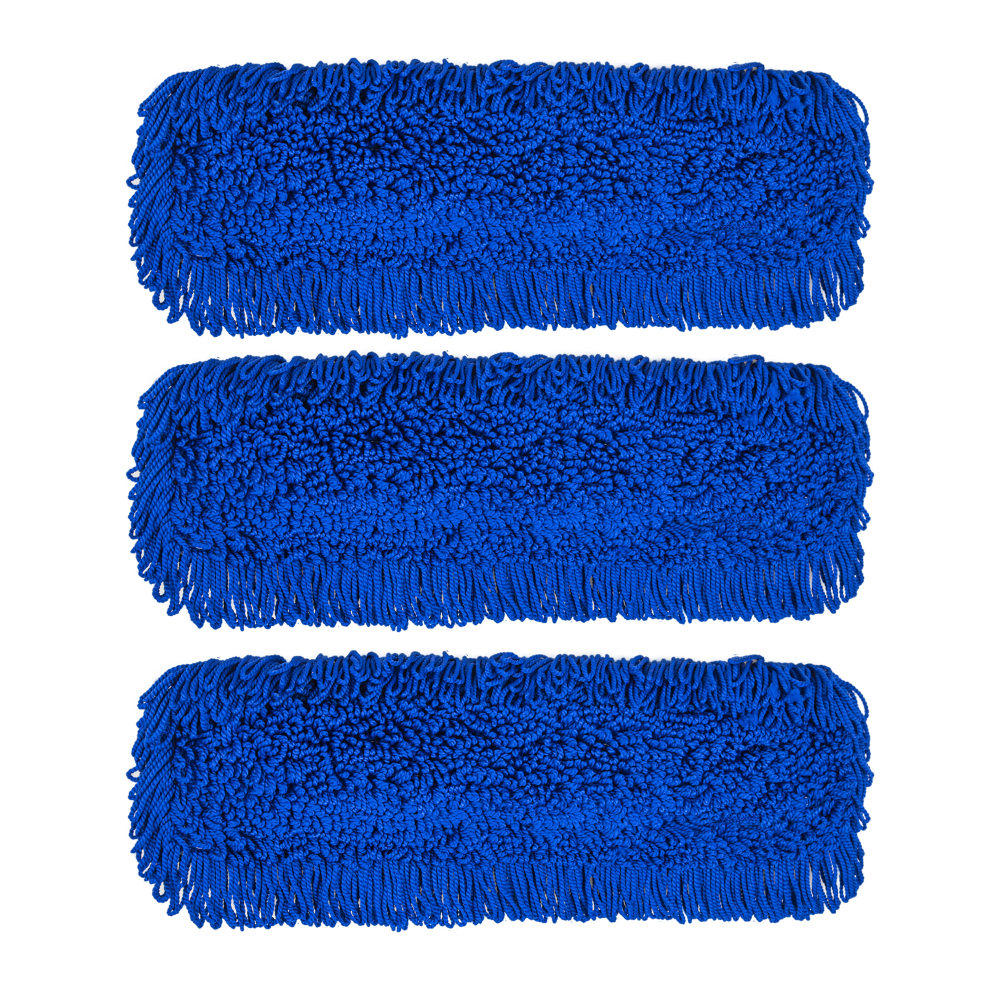 Gritt Commercial Microfiber Looped Dust Mop Pad Head, 24in, Blue, Pack Of 3 Pad Heads