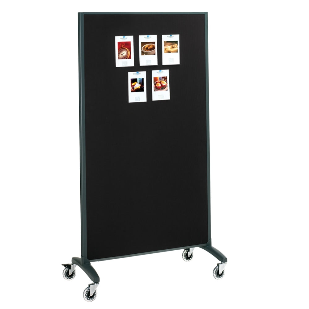 Quartet Motion 2-Sided Bulletin Board/Non-Magnetic Dry-Erase Whiteboard Rolling Room Divider, 36in x 72in, Aluminum Frame With Black Finish