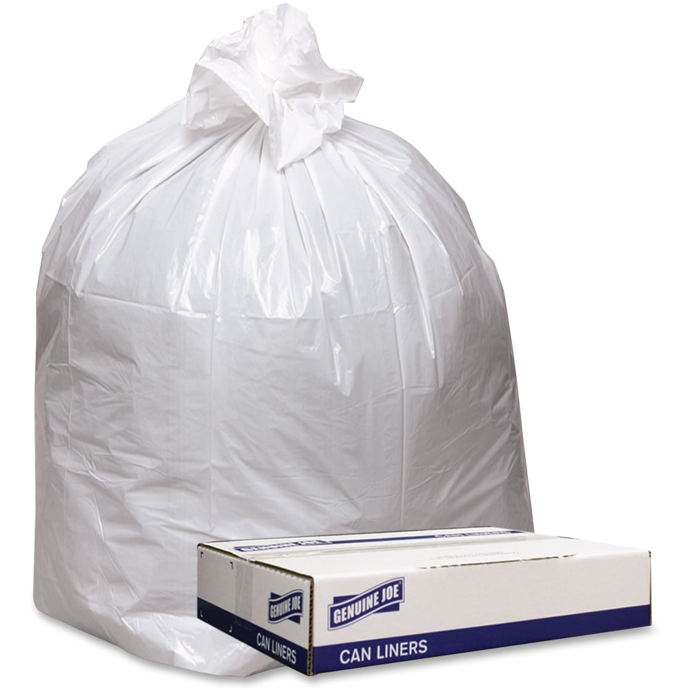 Genuine Joe Low Density White Can Liners, 56 gal Capacity, 43inx 47in, 0.90 mil (23 Micron) Thickness, 100 Count - 4347W