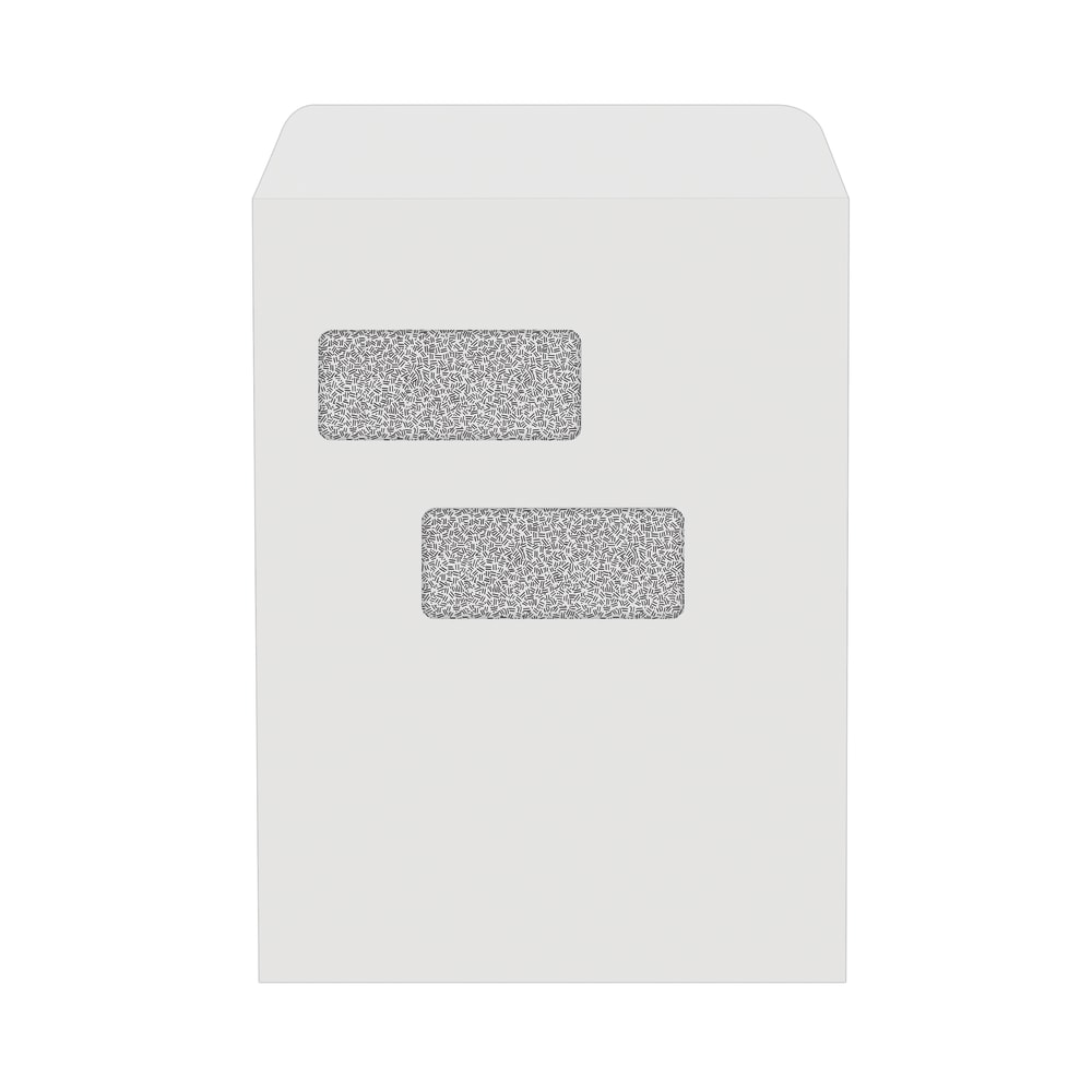 JAM PAPER 9 x 12 Security Tint Envelopes, Double Window, Peel and Seal, White, 250/pack