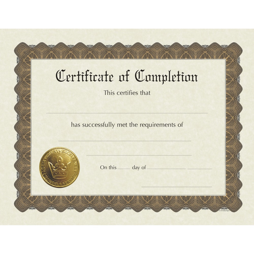 Great Papers! Participation Stock Certificates, 8-1/2in x 11in, Completion, Pack Of 6 Certificates