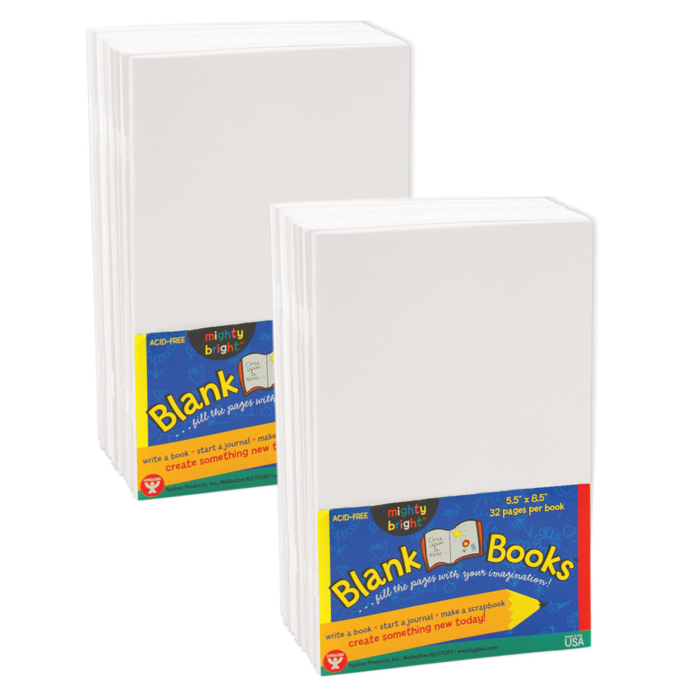Hygloss Blank Paperback Books, 5.5in x 8.5in, White, 10 Per Pack, Set Of 2 Packs