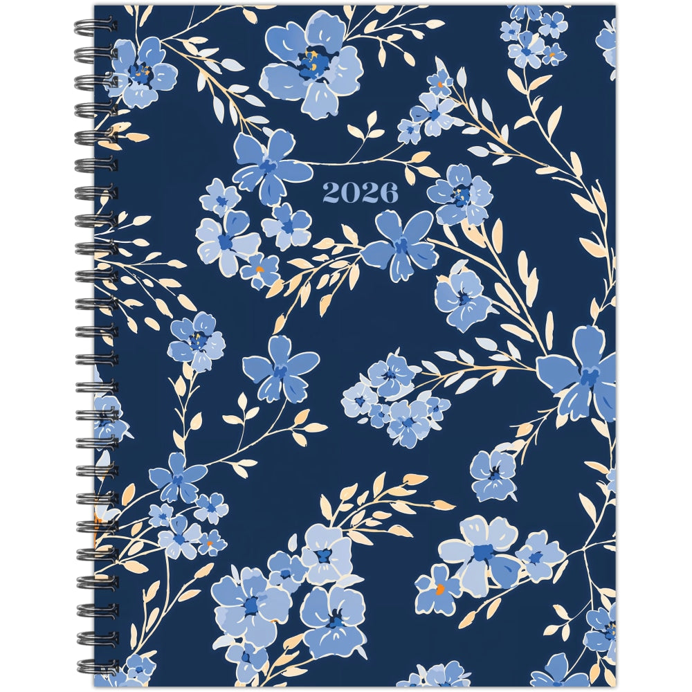 2026 Willow Creek Press Softcover Weekly/Monthly Planner, 6-1/2in x 8-1/2in, Bluesy Floral, January To December, 56653
