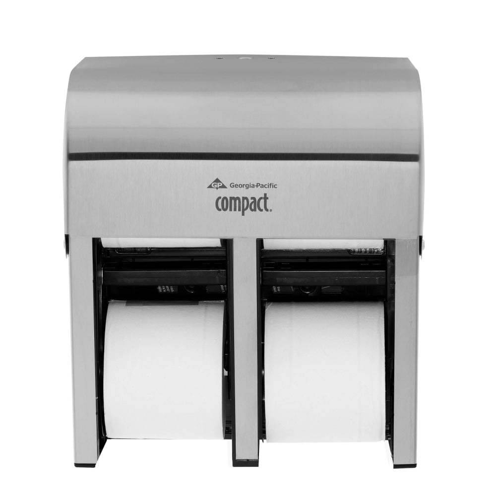 Compact by GP PRO 4-Roll Quad Coreless High-Capacity Toilet Paper Dispenser, Stainless Steel