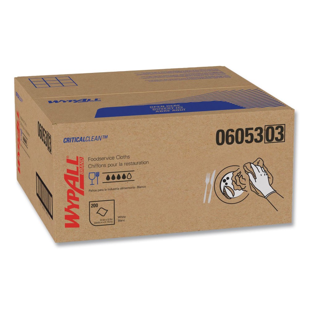 WypAll X50 Foodservice Towels, 1/4 Fold, 23.5 x 12.5, White, 200/Carton