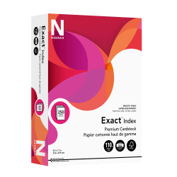 Neenah Exact Index Premium Card Stock, 8.5in x 11in, 110 Lb, FSC Certified, White, Pack Of 250 Sheets