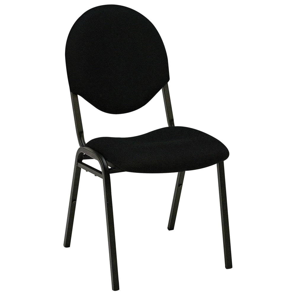 Realspace Banquet Padded Fabric Seat, Fabric Back Stacking Chair 17 9/10in Seat Width, Black Seat/Black Frame, Quantity: 1