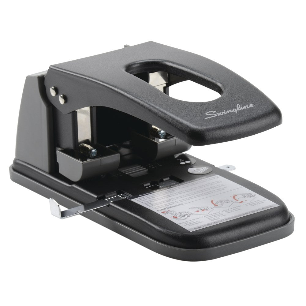 Swingline High Capacity 2-Hole Paper Punch, 100 Sheets, Black/Gray